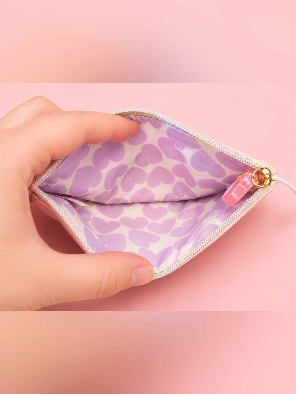 IPSY Pink Heart Embossed Makeup Bag / Cosmetic Pouch - Picture 4 of 6